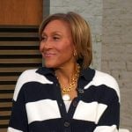 Robin's navy and white striped cardigan on Good Morning America