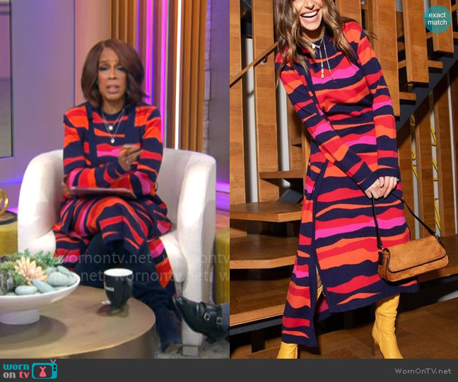 Never Fully Dressed Wave Knitted Dress worn by Gayle King on CBS Mornings