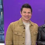 Nick Lachey’s beige suede trucker jacket on Today