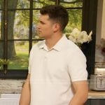 Nick DiGiovanni’s white polo on The Drew Barrymore Show