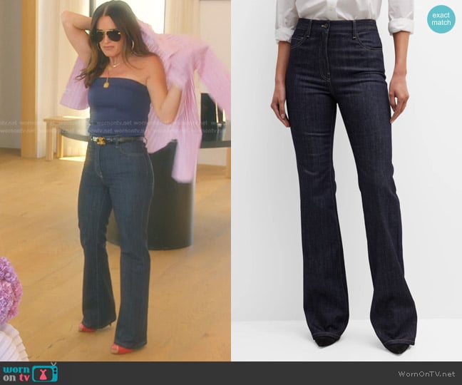 Nili Lotan Corette Bootcut-Leg Denim Jeans worn by Kyle Richards on The Real Housewives of Beverly Hills