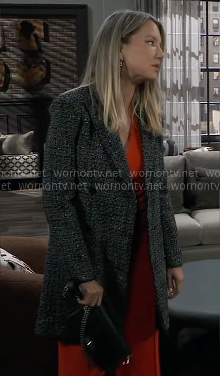 Nina's grey tweed coat on General Hospital