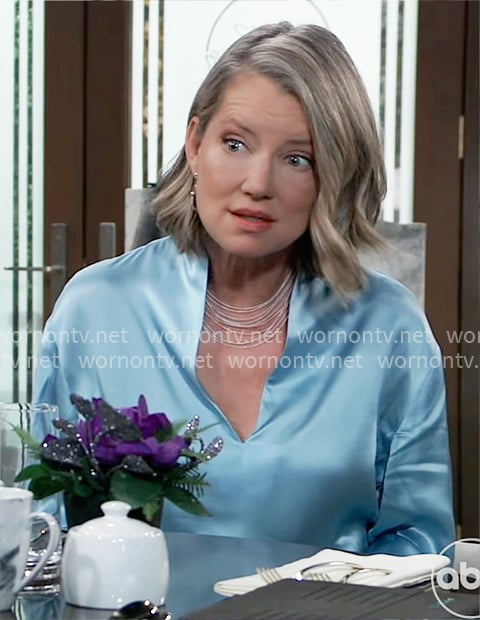Nina's blue silk blouse on General Hospital