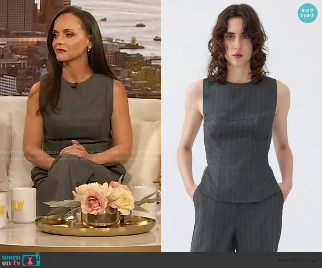 Nocturne Striped Blouse worn by Christina Ricci on The Drew Barrymore Show