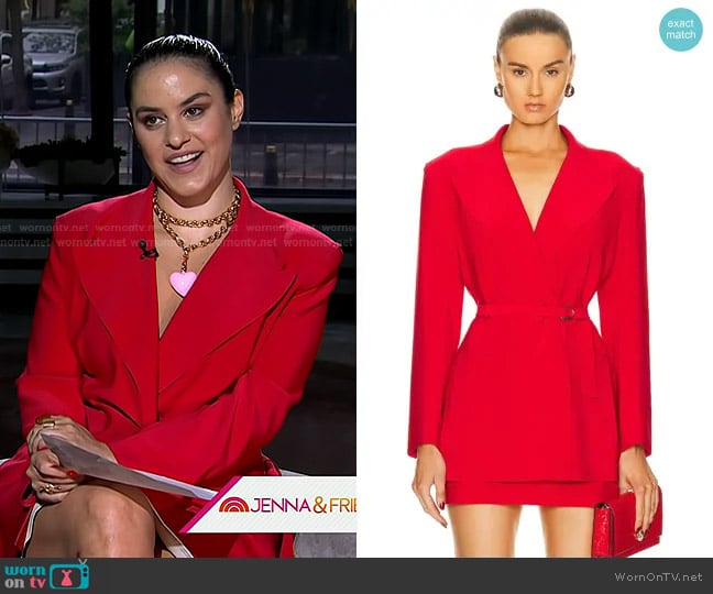 Norma Kamali Double-breasted jersey blazer worn by Donna Farizan on Today