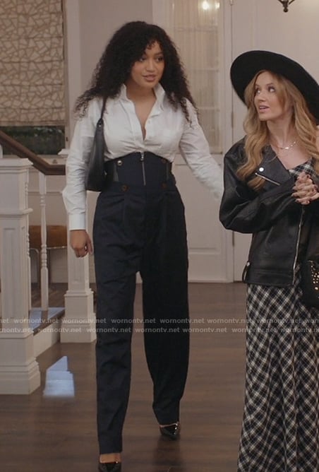 Olivia's black corset pants on All American