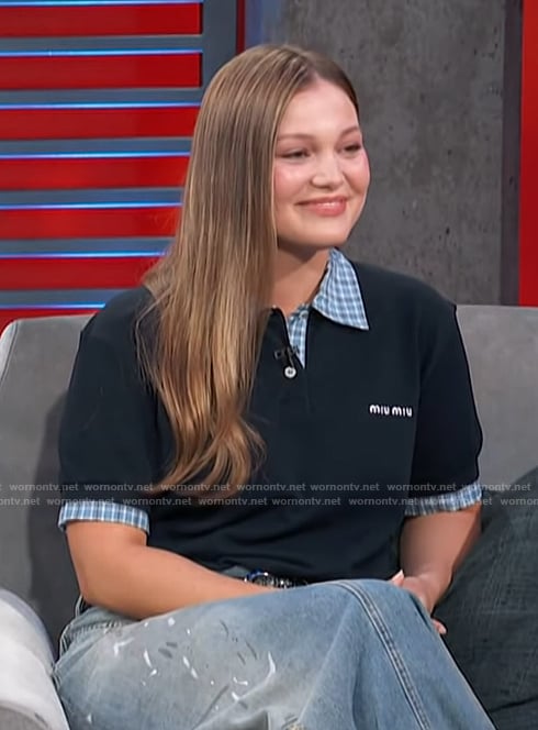 Olivia Holt’s contrast trim Polo on Access Hollywood