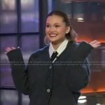 Olivia Holt’s gray cardigan on The Kelly Clarkson Show