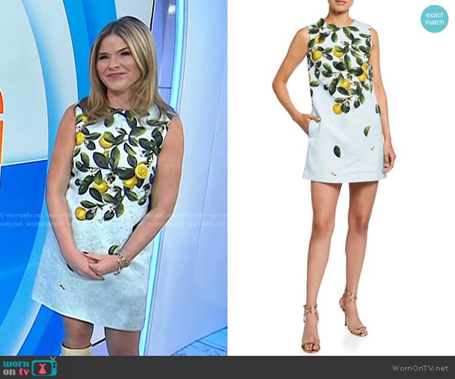 Oscar de la Renta Lemon Print Sleeveless Shift Dress worn by Jenna Bush Hager on Today