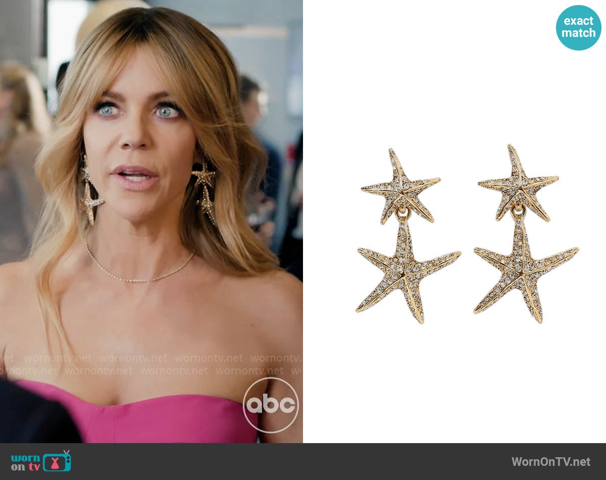 Oscar de la Renta Pave Sea Star Drop Earrings worn by Morgan Gillory (Kaitlin Olson) on High Potential