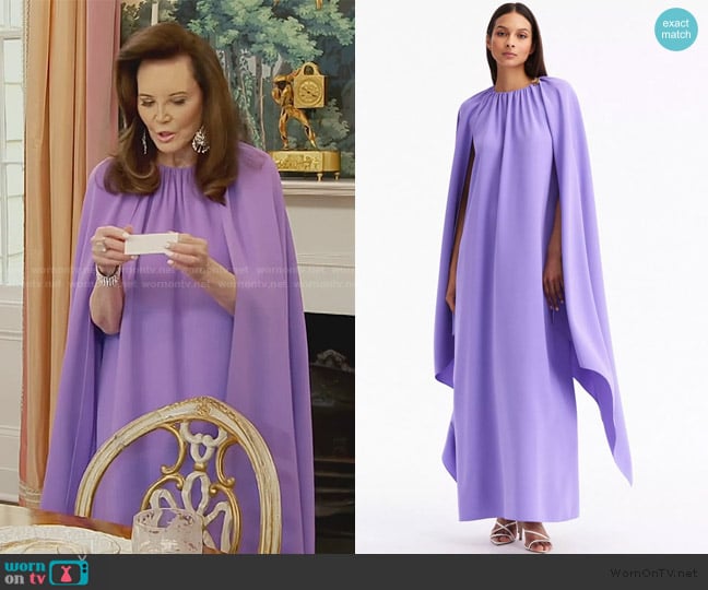 Oscar de la Renta Shirred Cape Back Caftan worn by Patricia Altschul on Southern Charm