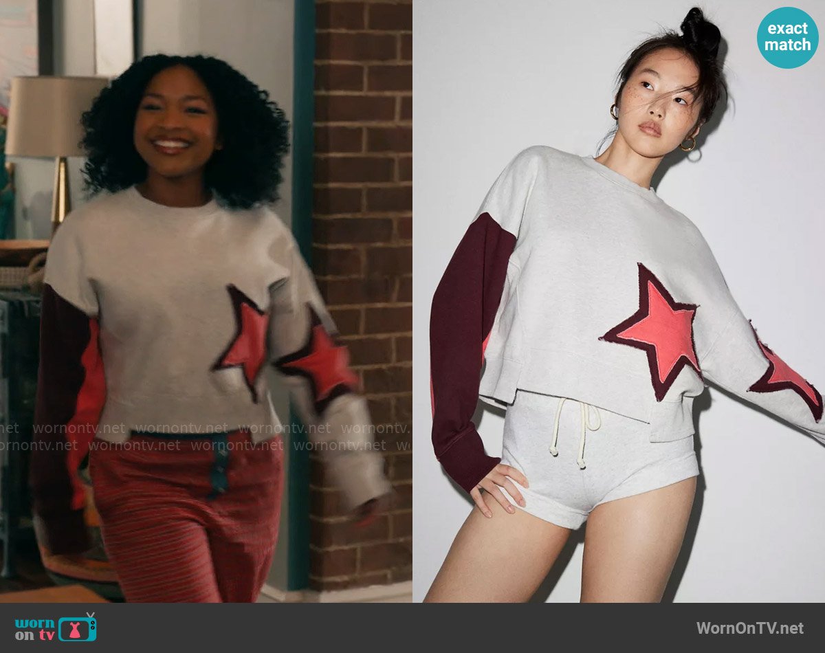 Out From Under at Urban Outfitters Shooting Star Sweatshirt worn by Delilah (Laya DeLeon Hayes) on The Equalizer