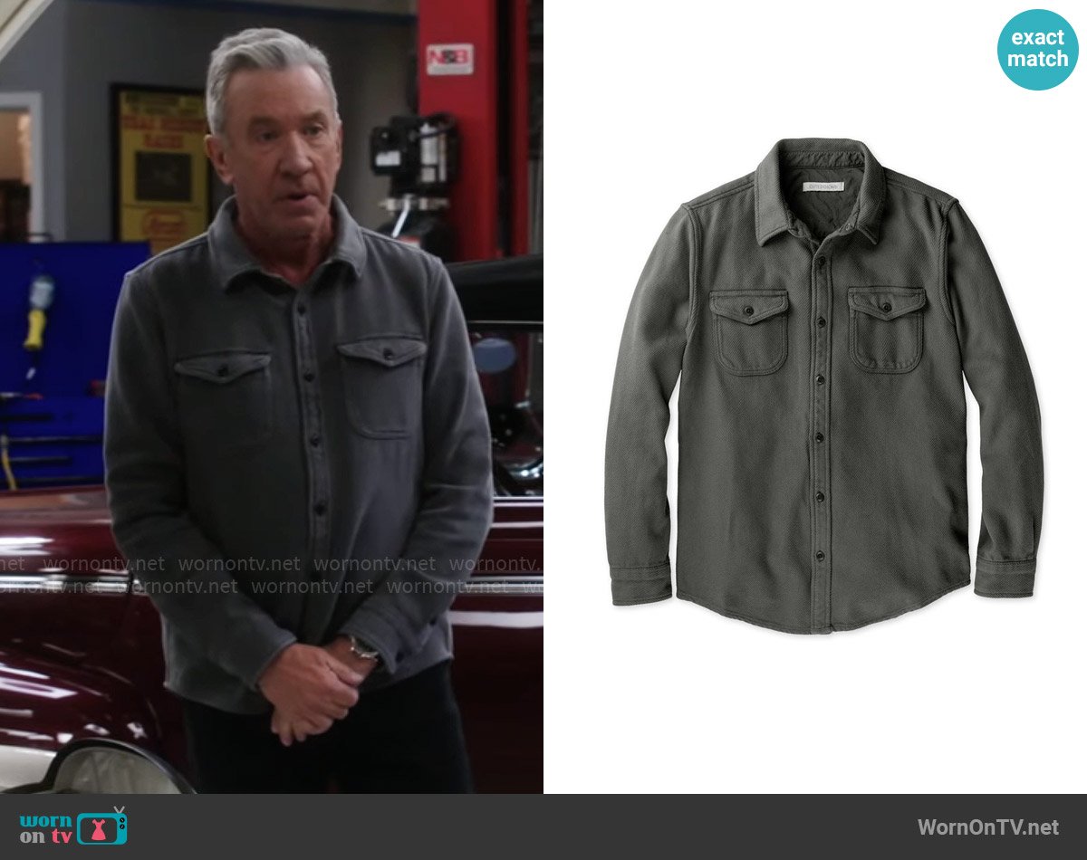 Outerknown Chroma Blanket Shirt in Faded Black worn by Matt (Tim Allen) on Shifting Gears