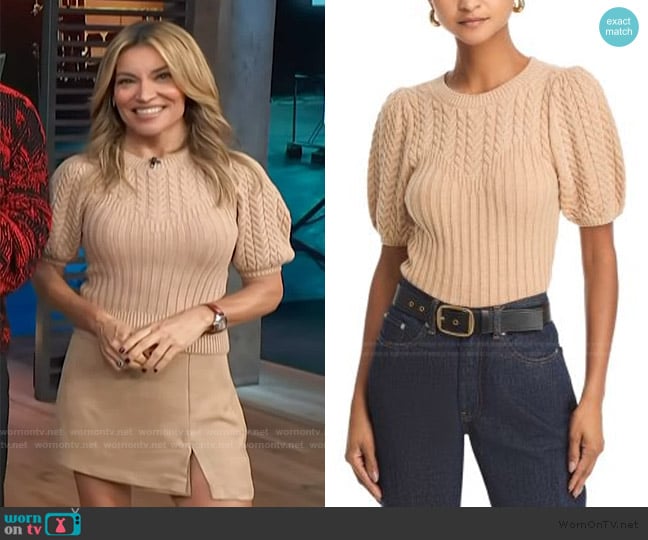 Kit’s beige cable knit sweater on Access Hollywood