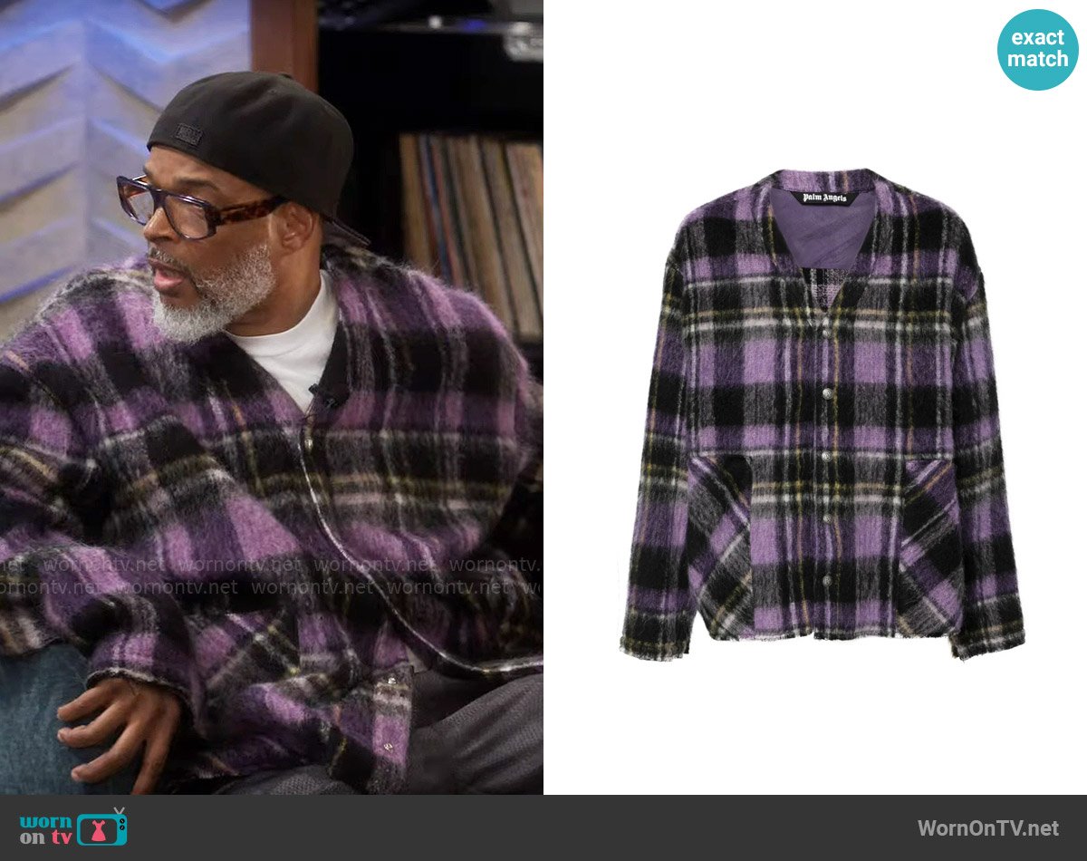 Palm Angels Plaid-check Cardigan worn by Poppa (Damon Wayans) on Poppas House