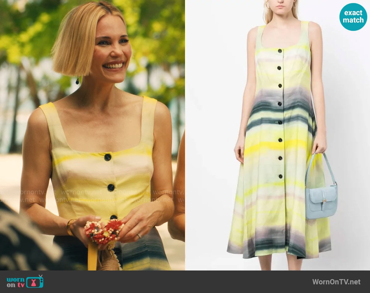 Paul Smith Square Neck Dress worn by Kate (Leslie Bibb) on The White Lotus