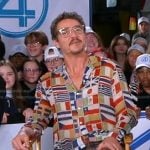 Pedro Pascal’s flag print shirt and plaid pants on Good Morning America