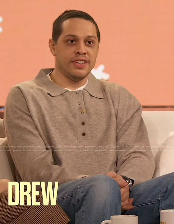 Pete Davidson's henley sweater on The Drew Barrymore Show