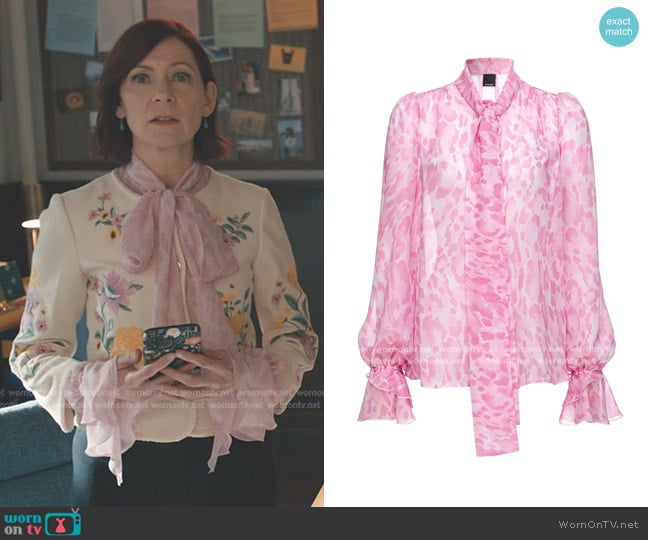 Pinko Abstract-print Tie-neck Blouse worn by Elsbeth Tascioni (Carrie Preston) on Elsbeth