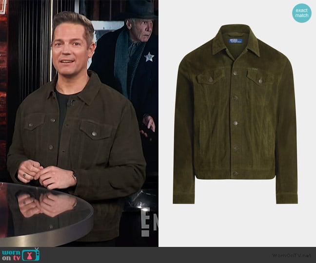 Ralph Lauren Suede Trucker Jacket worn by Jason Kennedy on E! News