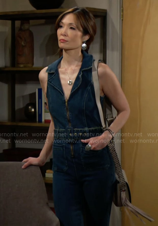 Poppy's denim jumpsuit on The Bold and the Beautiful