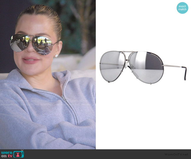 Porsche 8478 Bullion Sunglasses worn by Khloe Kardashian (Khloe Kardashian) on The Kardashians