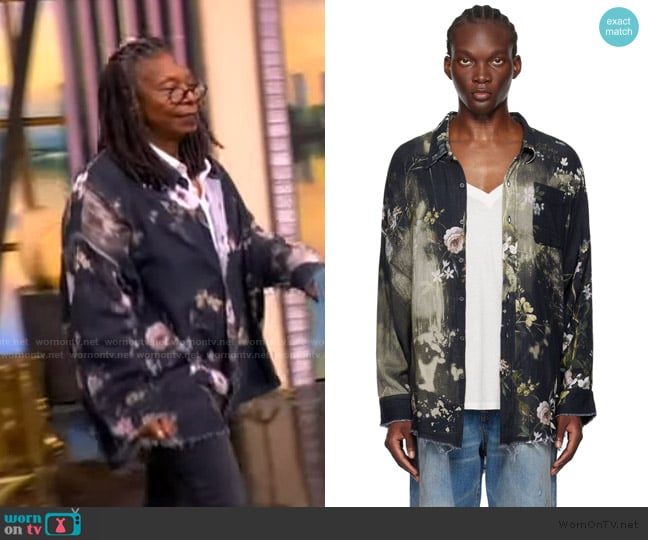 R13 Black Shredded Seam Drop Neck Shirt worn by Whoopi Goldberg on The View