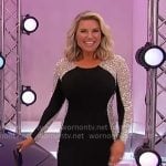 Rachel’s black embellished sides dress on The Price is Right