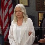 Rachel’s white long jacket on Days of our Lives