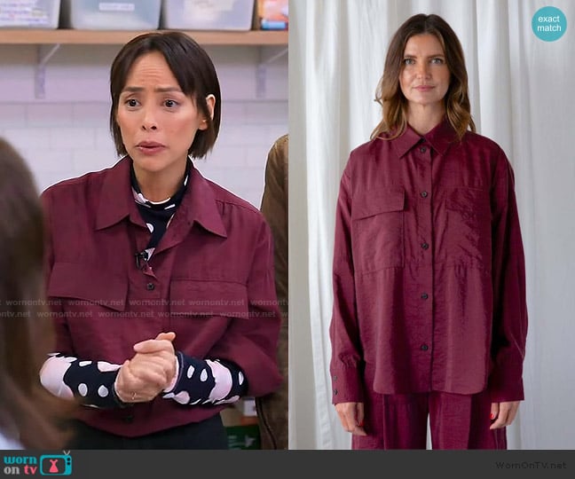 Rachel Comey Scotch Shirt worn by Pilar Valdes on The Drew Barrymore Show