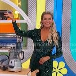 Rachel’s green sequin jumpsuit on The Price is Right