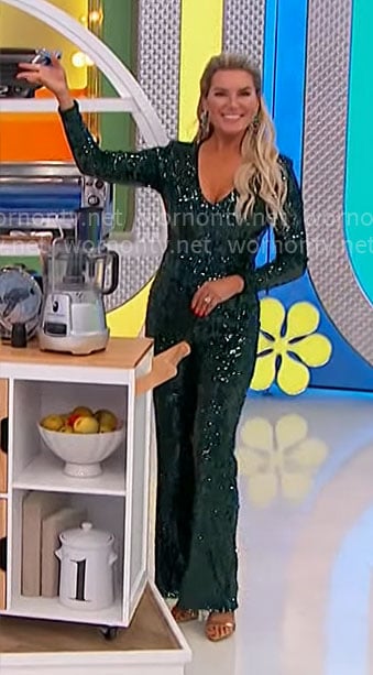 Rachel's green sequin jumpsuit on The Price is Right