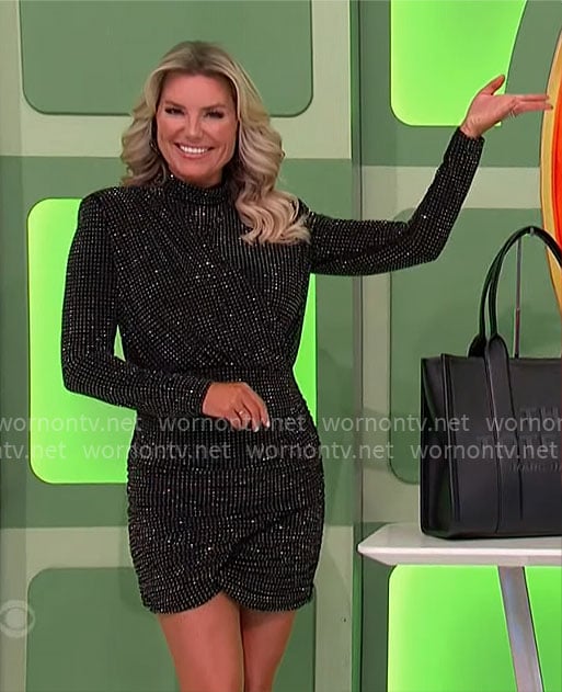 Rachel's sparkly black mini dress on The Price is Right