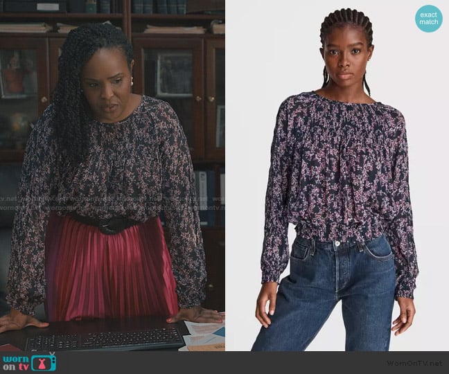 Rag and Bone Celeste Floral Top worn by Peggy (Brittany L. Smith) on Sweet Magnolias