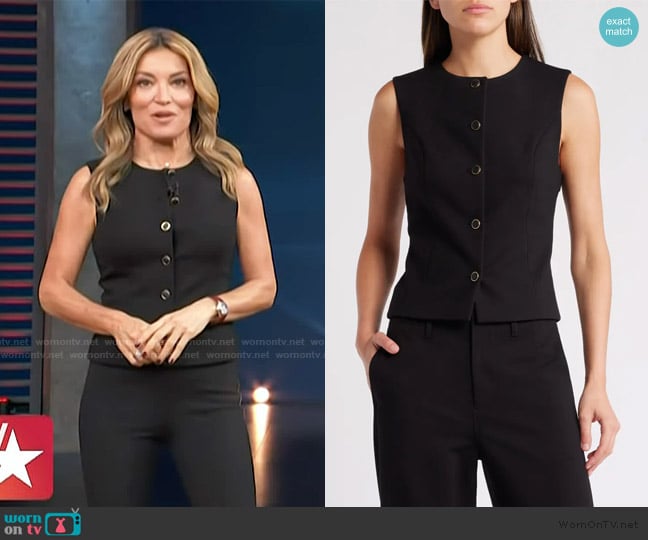 Rag & Bone Irina Button Front Vest worn by Kit Hoover on Access Hollywood