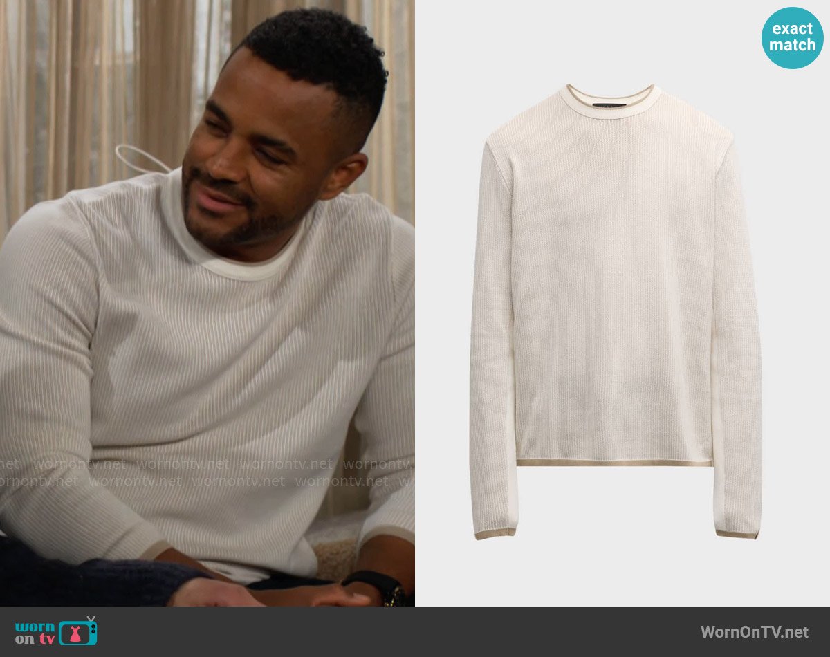 Rag and Bone Harvey Two-Tone Knit T-Shirt worn by Nate Hastings (Sean Dominic) on The Young and the Restless