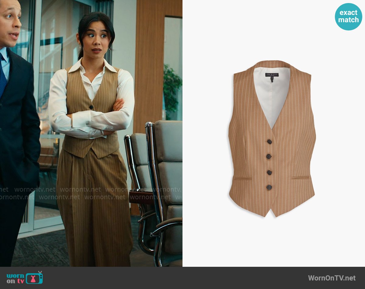 Rag and Bone Priya Pinstriped Jacquard Vest worn by Sarah Franklin (Leah Lewis) on Matlock