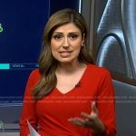 Rana Novini’s red ruched sleeve dress on NBC News Daily