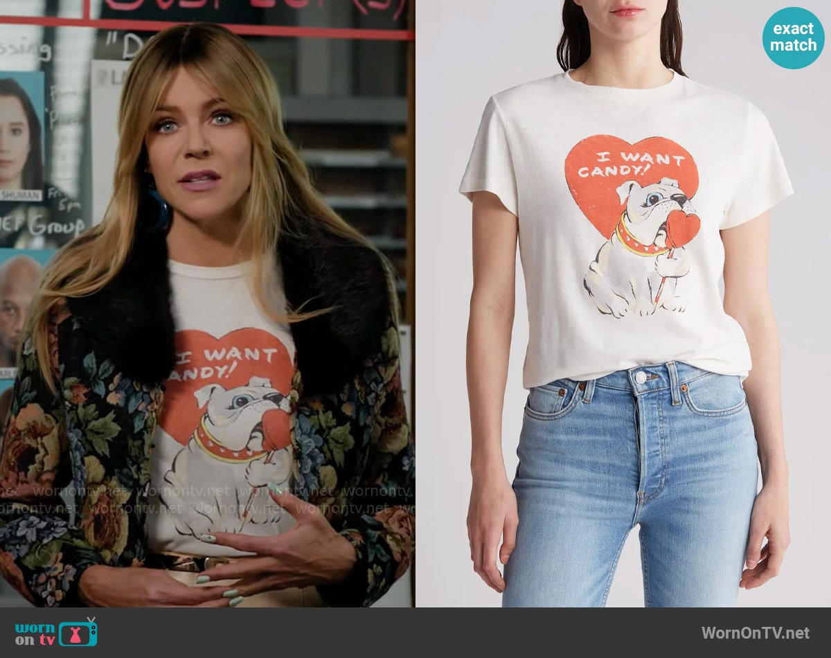 Re/Done I Want Candy Graphic T-Shirt worn by Morgan Gillory (Kaitlin Olson) on High Potential