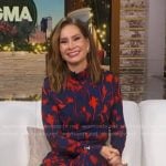 Rebecca’s navy and red floral turtleneck dress on Good Morning America
