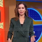 Rebecca’s green satin blazer and pants on Good Morning America