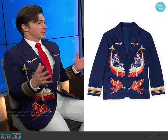 Reigner Clothing Embroidered Blazer worn by Drake Bell on E! News