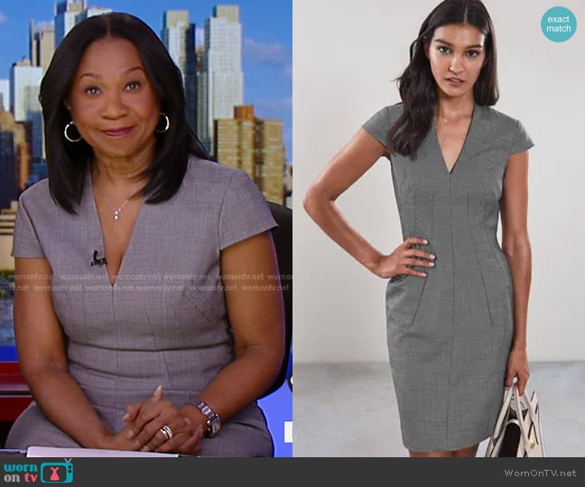 Reiss Alber Cap Sleeved Tailored Dress worn by Sandra Bookman on Good Morning America