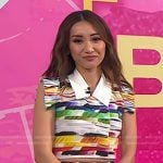 Brenda Song’s multicolor print top and skirt on Today