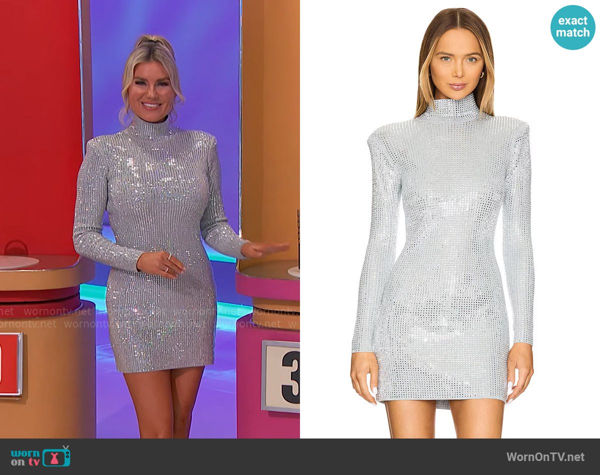 Rachel’s silver sparkly mini dress on The Price is Right