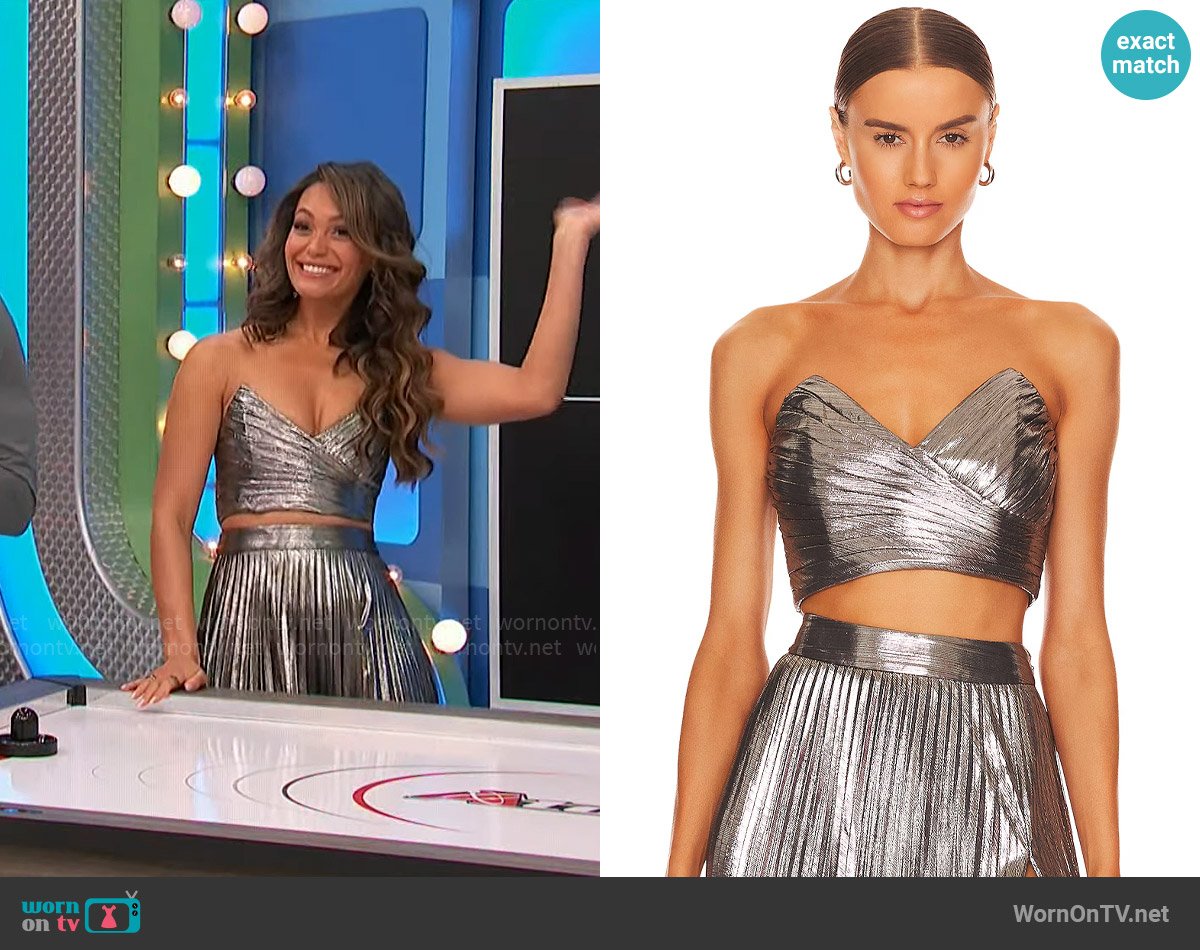 Alexis’s metallic crop top on The Price is Right