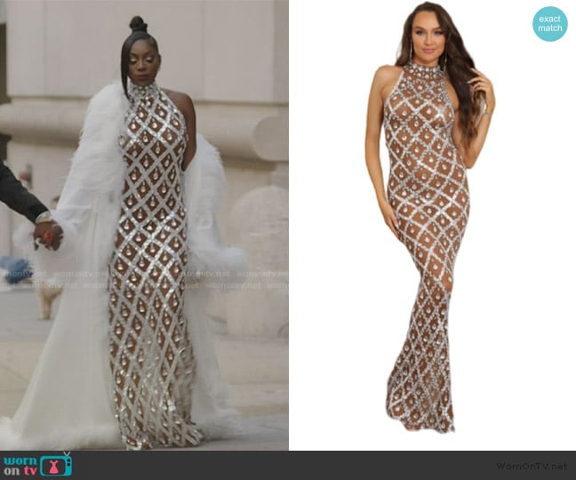 Wendy’s silver embellished maxi dress on RHOP