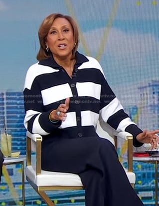 Robin's navy and white striped cardigan on Good Morning America