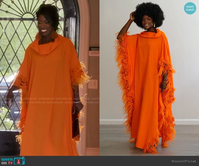 Sai Sankoh Melba Kaftan in Orange worn by Bozoma Saint John on The Real Housewives of Beverly Hills