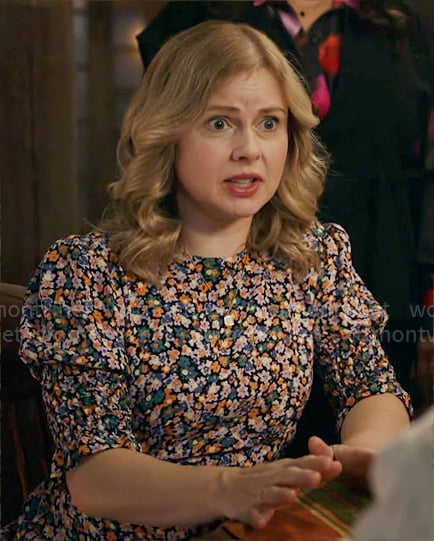 Sam's floral midi dress on Ghosts